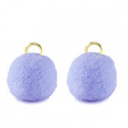 Pompom Anhänger mit Öse 10mm - Gold-periwinkle purple